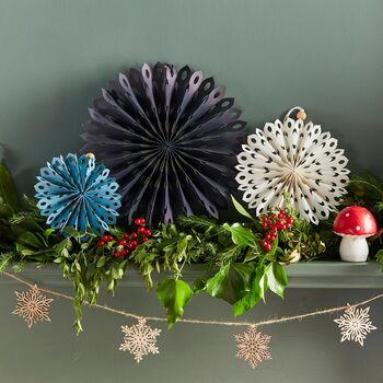 Blue And White Christmas Snowflake Hanging Decorations, 2 of 5