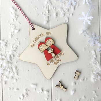 Personalised First Christmas As Mrs And Mrs Decoration, 3 of 5