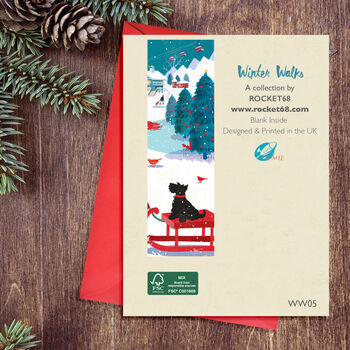 Terrier Dog On Sledge Christmas Card, 2 of 2
