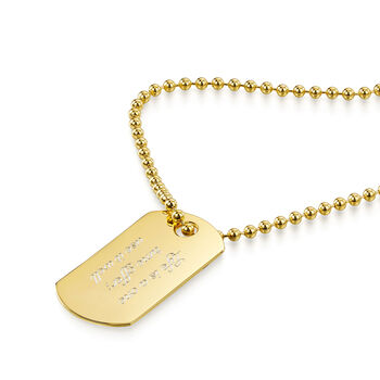 Army Dog Tag With Bead Chain 18 K Gold Plated Silver, 2 of 5