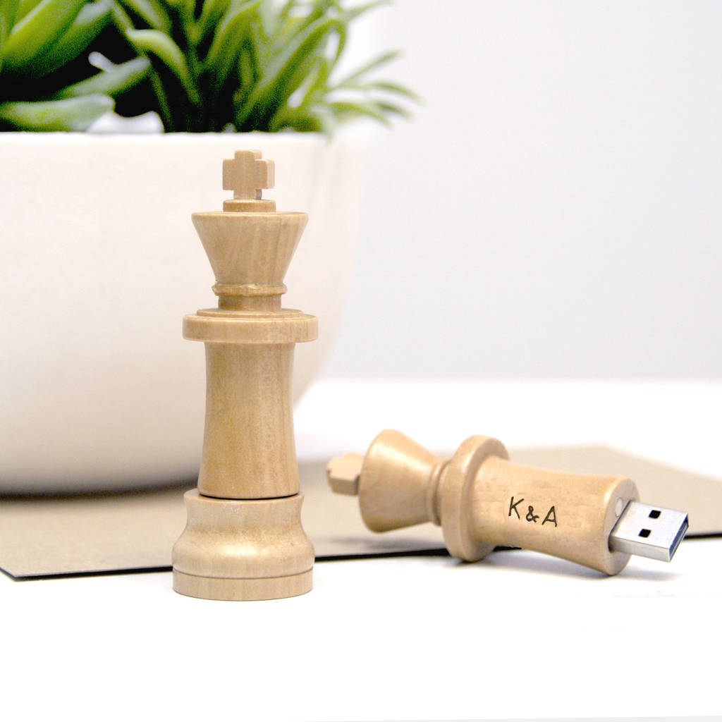 personalised chess piece usb stick by cairn wood design 