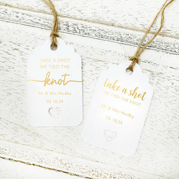 Personalised Take A Shot Wedding Favour Tag, 5 of 5