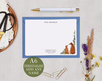 Botanical Fox Personalised Address Note Cards A6 Notecard Set, 3 of 6