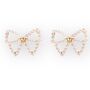 Gold Bow Knot Pearl Stud Earrings, thumbnail 5 of 5