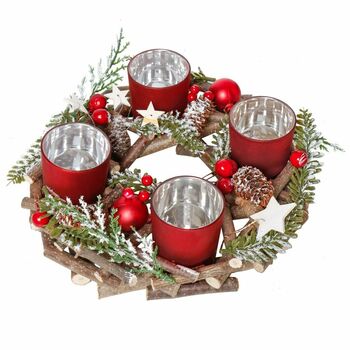 Natural Christmas Candle Holder Centrepiece, 2 of 7