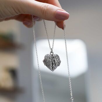 Sterling Silver Love Wings Locket Necklace, 7 of 12