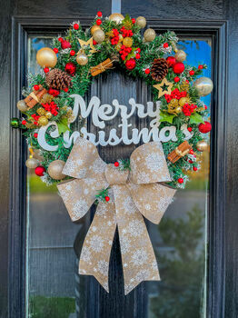 Christmas Wreath With Traditional Scent And Bow 20 Inch, 7 of 7