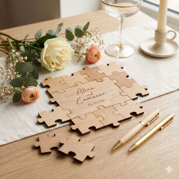 Wooden Jigsaw Alternative Wedding Guest Book, 6 of 12