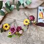 Sunflower, Burgundy And Dusty Pink Hair Pins, thumbnail 5 of 9
