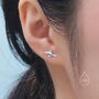 Very Tiny Sawtooth Shark Stud Earrings In Sterling Silver, thumbnail 3 of 11