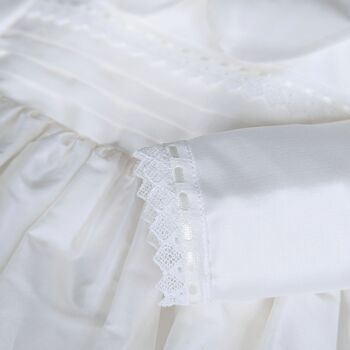 Unisex Long Sleeved Silk Christening Gown | Paris, 9 of 12