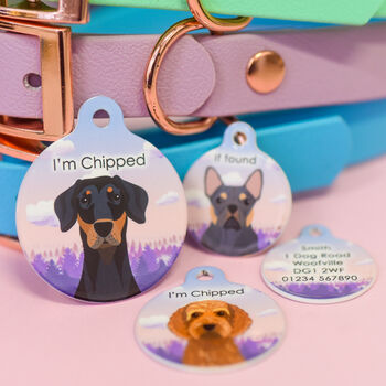 Dog ID Tag Illustrated Custom Misty Morning Forest, 5 of 12