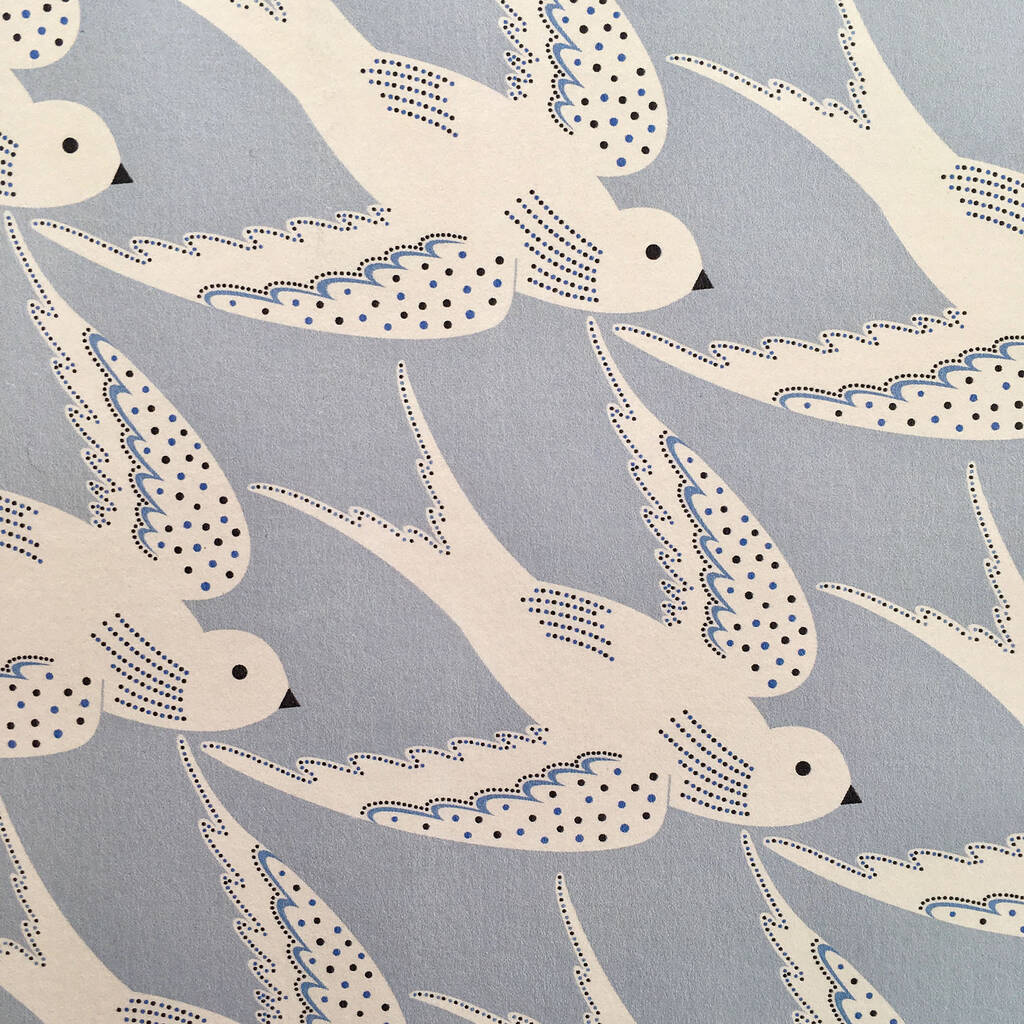 Deco Birds In Blue Wall Art Print By Elvira van Vredenburgh Designs