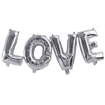 Silver Foiled Love Balloon Bunting Decoration, 2 of 3
