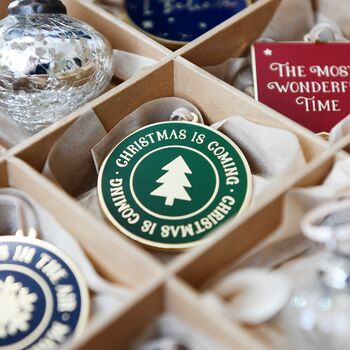 Christmas Is Coming Enamel Tree Decoration, 5 of 12