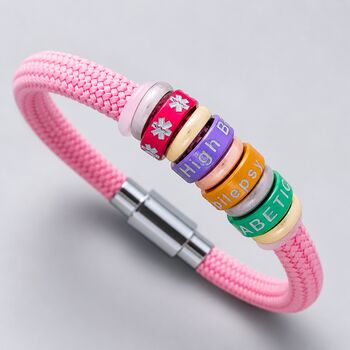 Personalised Womens Medical ID Bracelet With Engraved Rings, 2 of 5
