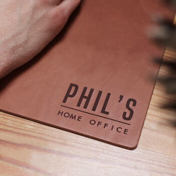 Personalised Home Office Mini Premium Leather Mouse Mat, 5 of 9