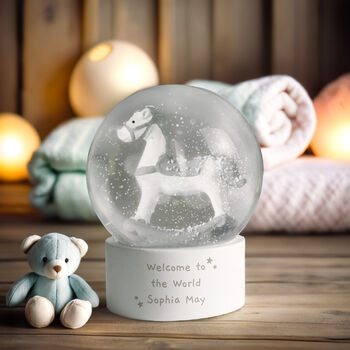 Personalised Rocking Horse Glitter Snow Globe, 3 of 5