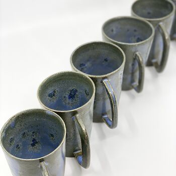 Handmade Ceramic Latte Cup Mug Blue Stoneware, 10 of 10