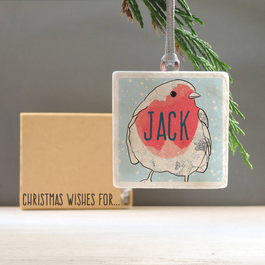 Personalised Robin Tree Decoration By littlebirdydesigns
