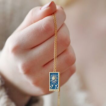 Enamel Moon Tarot Card Pendant Necklace In Gold Plating, 8 of 10
