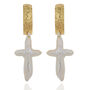 Gold Plated Cross My Heart Pearl Earrings, thumbnail 2 of 2