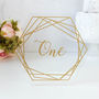 Gold Wedding Table Number On Clear Acrylic Hexagons, thumbnail 6 of 7