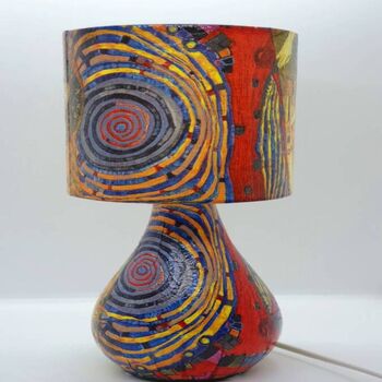 Klimt 'The Kiss' Table Lamp: Abstract Decoupage Night, 3 of 10