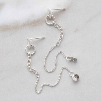 Sterling Silver Unity Chain Stud Earrings, 3 of 6