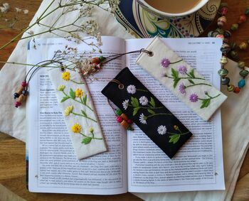 Linen Bookmark With Hand Embroidered Wild Daisy, 6 of 11
