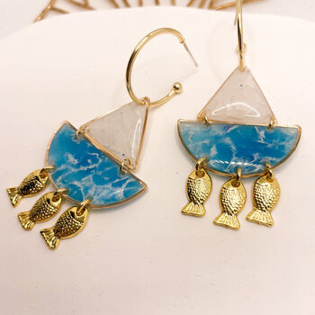 Sailing Boat, Resin And Clay Statement Earrings, 4 of 11