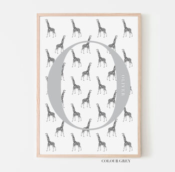 Personalised Giraffe Initial Print, 6 of 12