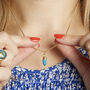 Gold Plated Mini Turquoise Gemstone Necklace, thumbnail 1 of 6