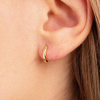 18ct Gold On Sterling Silver Cosmic Huggie Hoops, 2 of 2