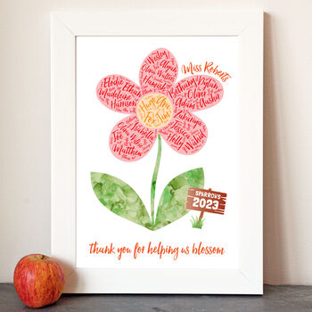 Personalised 'Class Flower' Teacher Thank You Print, 3 of 7