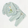 Organic Cotton Personalised 1st Birthday Tracksuit Blue Dinosaurs, thumbnail 1 of 5