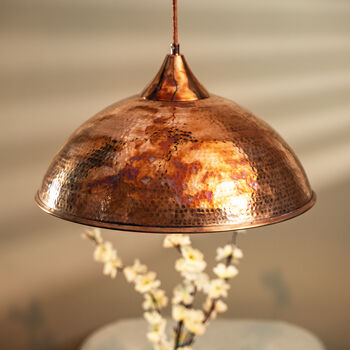 Artisan Narrow Dark Copper Pendant Lamp, Hand Hammered Minimalist Lighting *Copper Fixtures Included*, 10 of 10