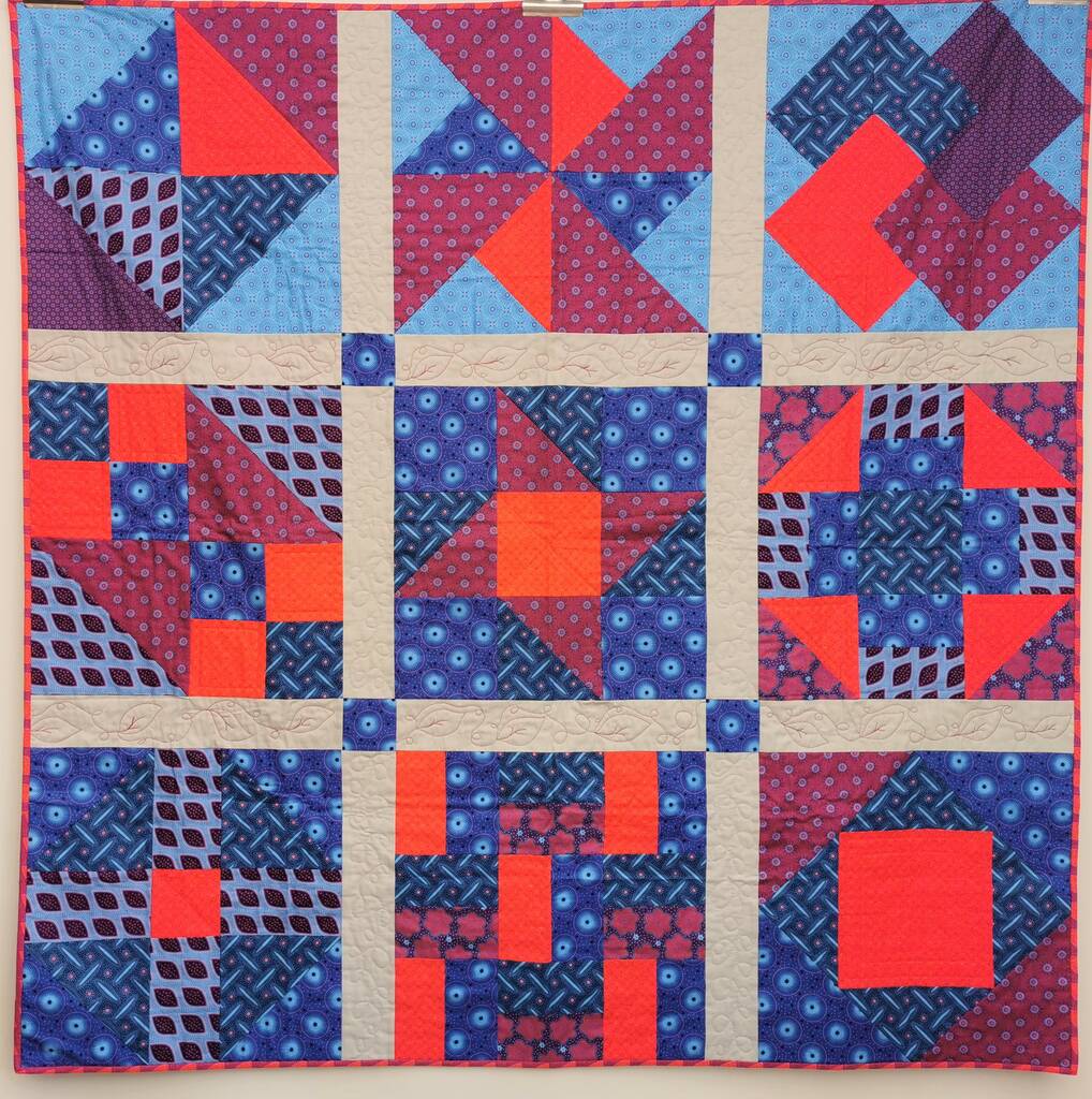 Blue And Red Patchwork Large Sofa Quilt, 1 of 11