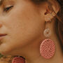 925 Sterling Silver Rose Quartz Pink Rattan Earrings, thumbnail 4 of 5