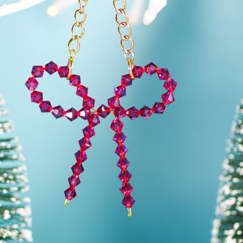 Hot Pink Crystal Bow Tree Decoration, 2 of 4