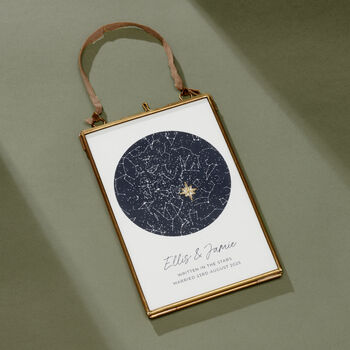 Personalised Wedding Night Sky Hand Stitched Print, 5 of 5