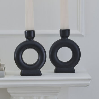 Black Ceramic Candle Holders, 2 of 3