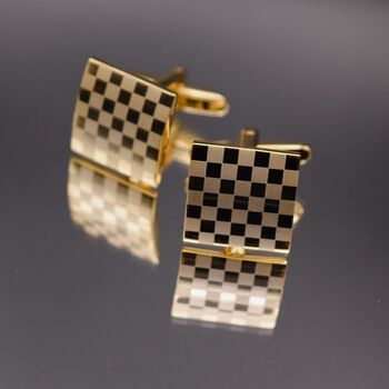 Gold Chess Cufflinks Vintage Chessboard, 4 of 7