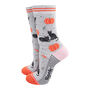 Women's Halloween Pumpkins Black Witches Cats Bamboo Socks, thumbnail 1 of 4