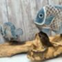48cm Hand Carved Coral And Blue Fish Figurine On Teak Root Ornament, thumbnail 9 of 9
