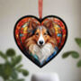 Sheltie Stained Glass Effect Heart Suncatcher, thumbnail 3 of 5