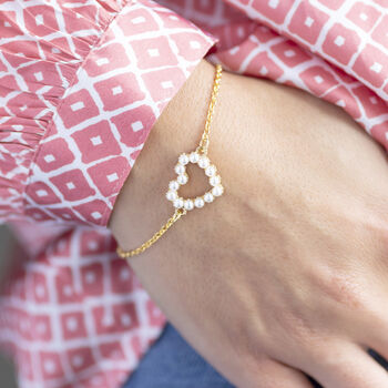 Personalised Heart Bracelet With Pearl Detail, 3 of 10