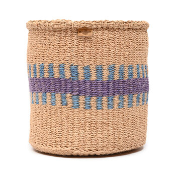 Huduma: Purple And Blue Stripe Woven Storage Basket, 4 of 9