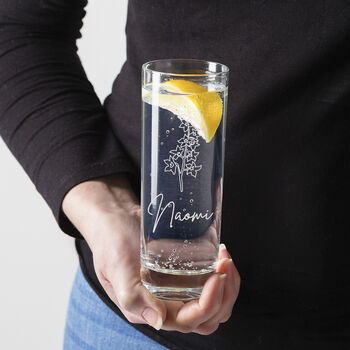 Personalised Birth Flower Glass Birthday Gift For Wife Mum, 3 of 7