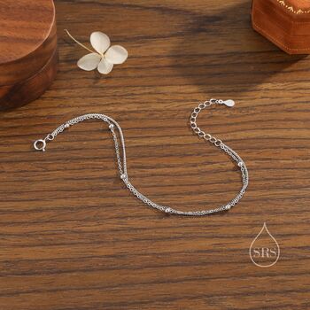 Sterling Silver Double Layer Satellite Chain Bracelet, 3 of 11